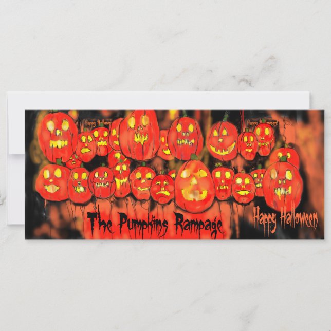 Convite para a Festa de Halloween Pumpkins Rampage (Frente)