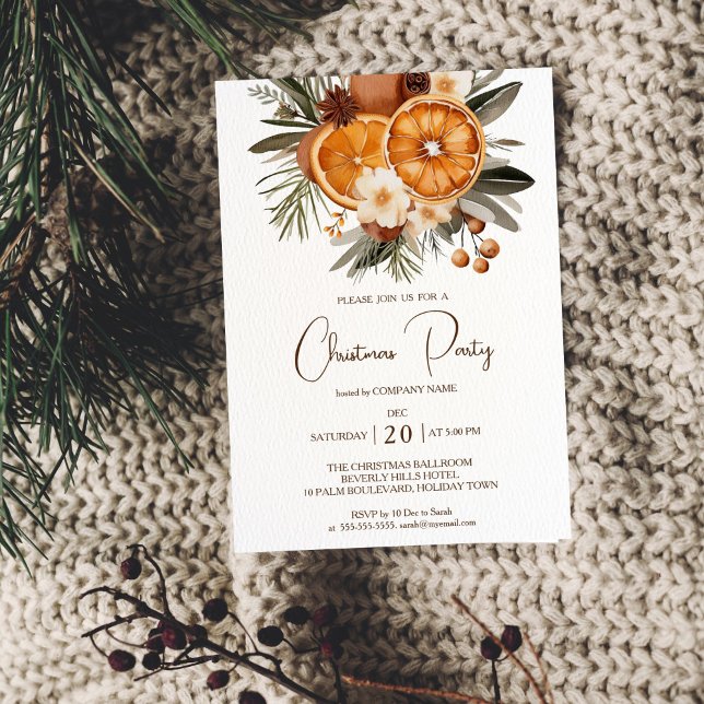 convite para a festa de Natal da empresa no escrit (Office Company Christmas Holiday Party invitation template digital download rustic citrus witer art)