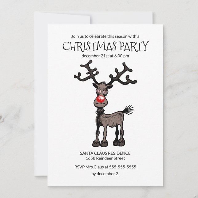Convite para a Festa de Natal de Rudolph (Frente)