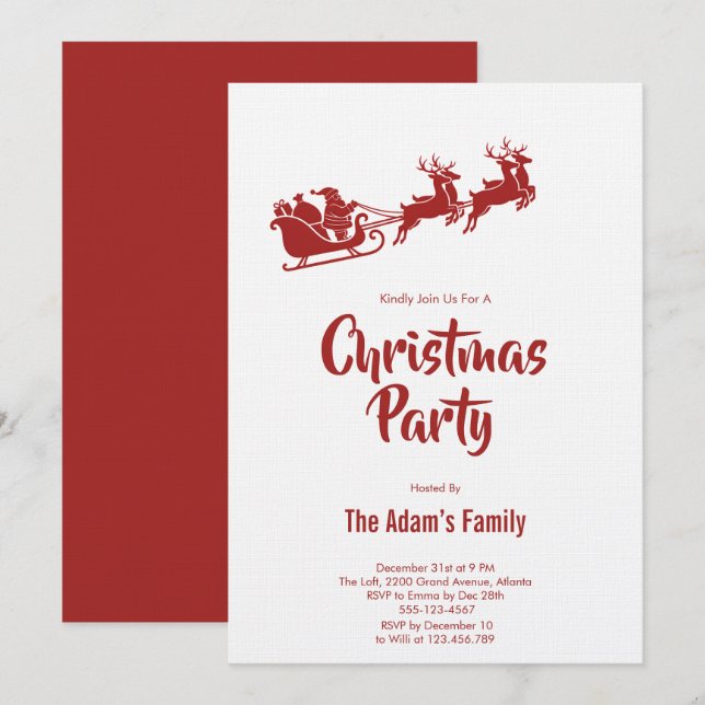 Convite para a Festa de Natal do Trenó do Papai No (Frente/Verso)
