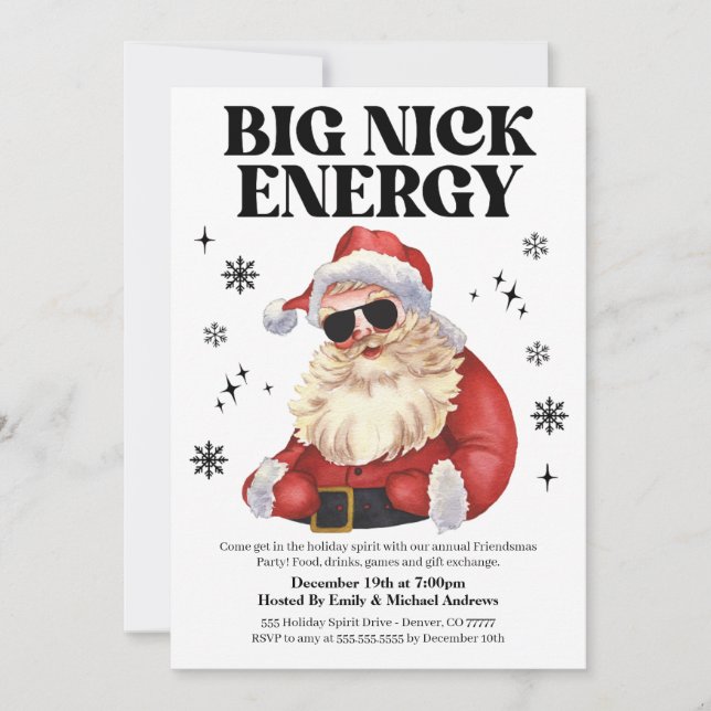 Convite para a Festa de Natal Friendsmas Big Nick  (Frente)