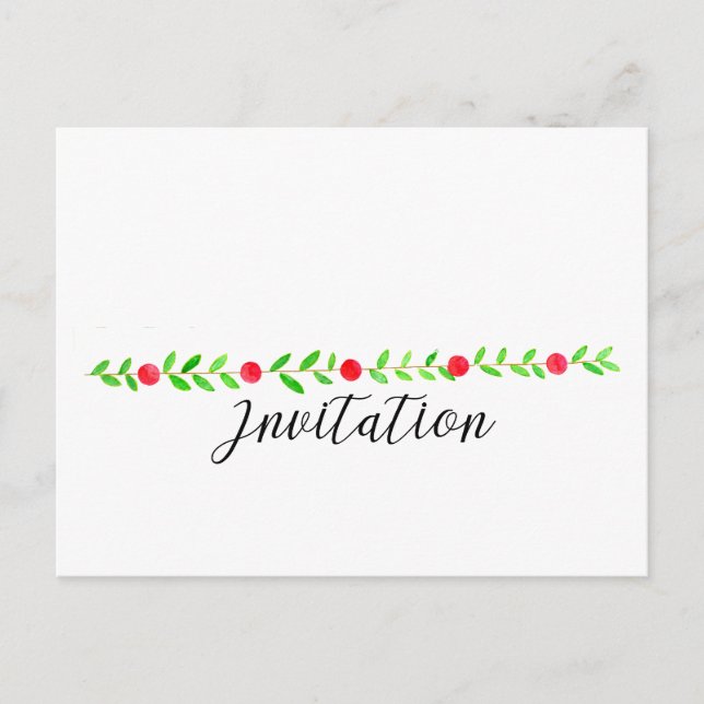 Convite para a Festa de Natal, Natal em aquarela (Frente)