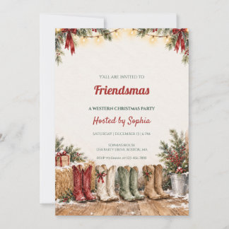 Convite para a Festa de Natal Western Friendsmas