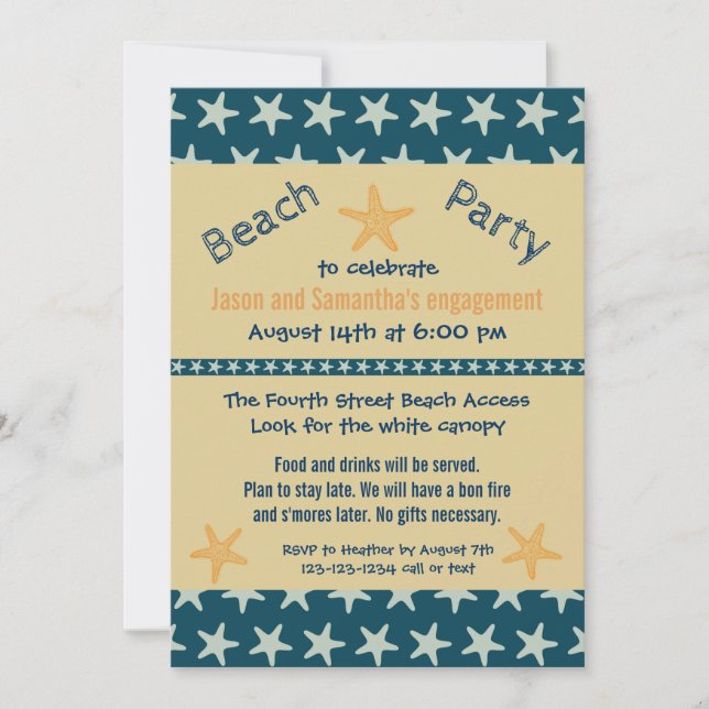 Convite para a Festa de Noivado no Navy Starfish B (Frente)