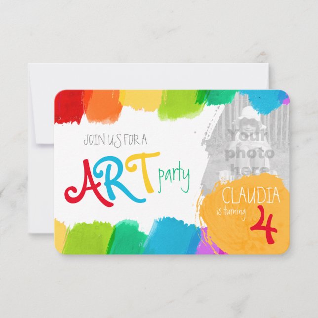 Convite para a festa de pintura do 4º aniversário (Frente)