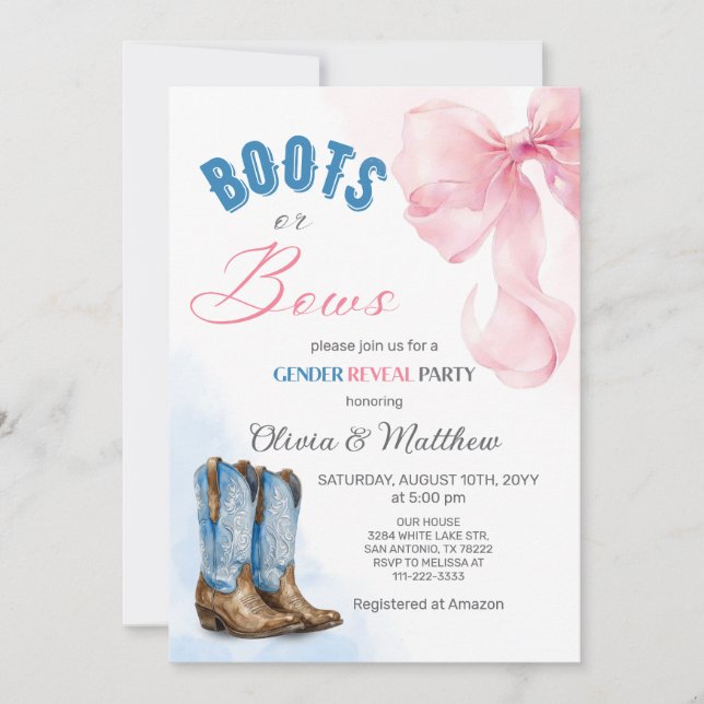 Convite para a Festa de Revelação de Gênero: Botas (Frente)