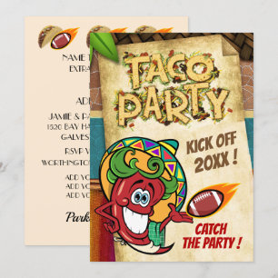 Convite para a Festa de Tacos de Futebol do Dia de