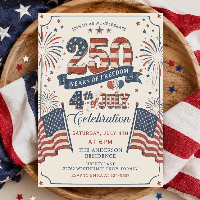 Convite para a Festa do 250º Aniversário dos EUA (Criador carregado)