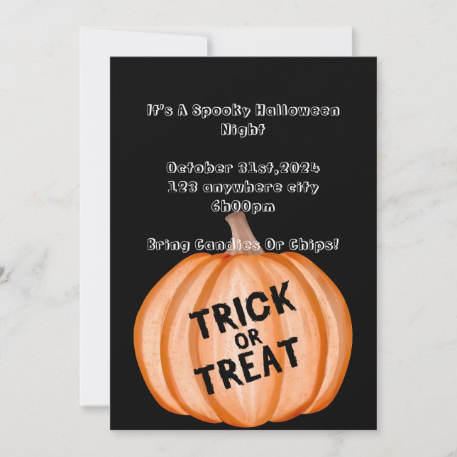 convite para a festa do halloween com abóbora e fa (Frente)