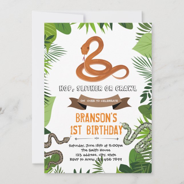 convite para a festa do tema cobra (Frente)