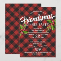 Convite para a Festa Friendsmas no Tema Xadrez Búf