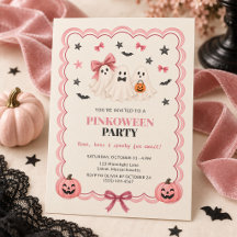 Convite para a Festa Pinkoween Coquette de Hallowe