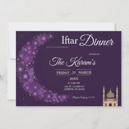 Convite para a Festa Purple Minimal Mosque Ramadan