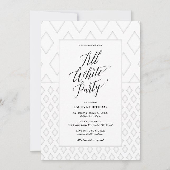 Convite para a Festa Tudo Branco (Frente)