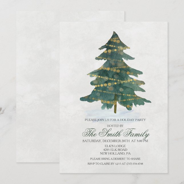Convite para a Glitter de Árvore de Natal de Féria (Frente/Verso)
