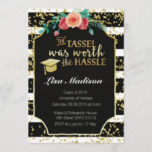 Convite para a graduação de Black and White Stripe