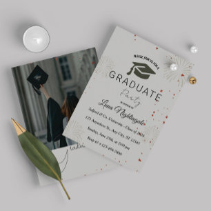 Convite para a graduação de cinzas elegantes com u