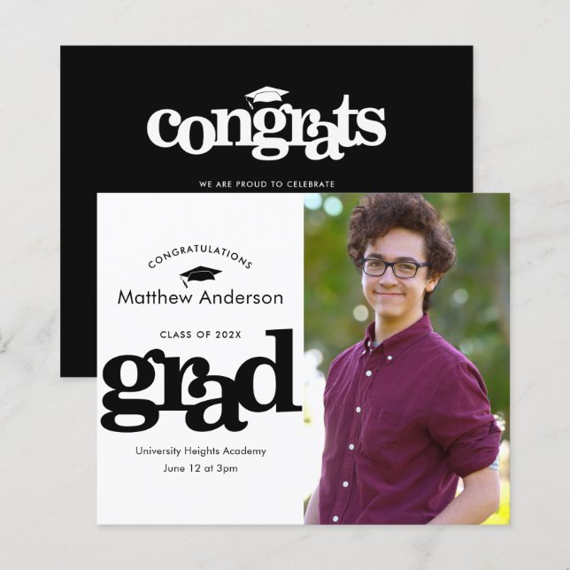 Convite para a graduação de foto de orçamento pret (Frente/Verso)