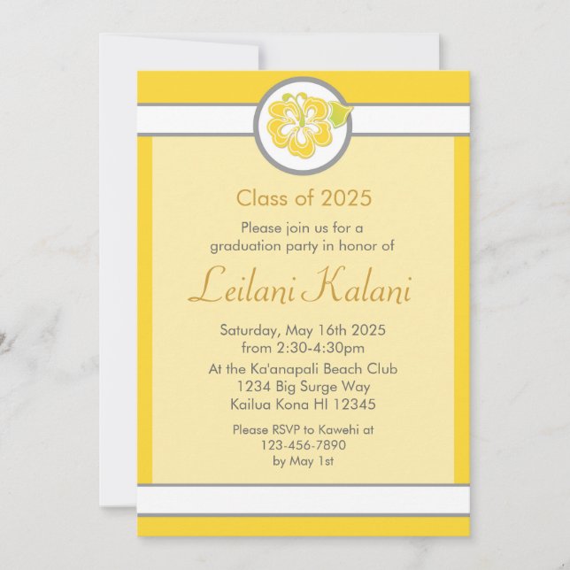 Convite para a graduação de hibiscus do tema amare (Frente)