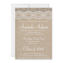 Convite para a graduação de renda de burlap e Vint