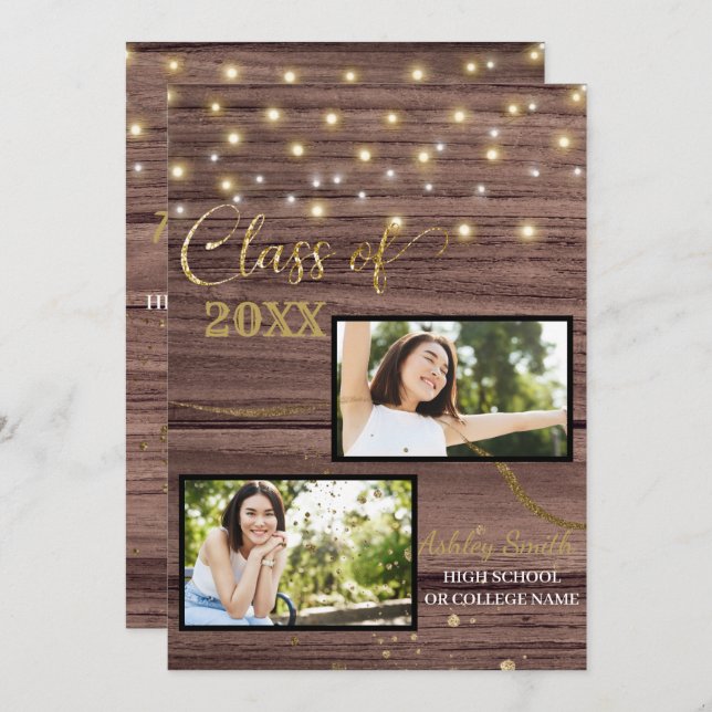 convite para a graduação de vintage (Frente/Verso)