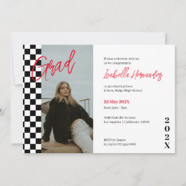 Convite para a graduação em preto e vermelho verif