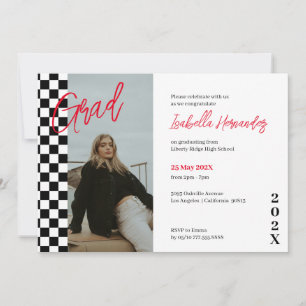 Convite para a graduação em preto e vermelho verif