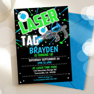 Convite para a Laser Tag Convite para a Festa Blue