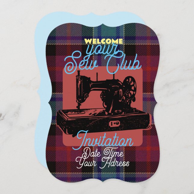 Convite para a máquina de costura de safra persona (Frente/Verso)