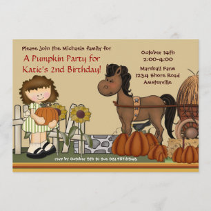 Convite para a Menina de Pumpkin Patch