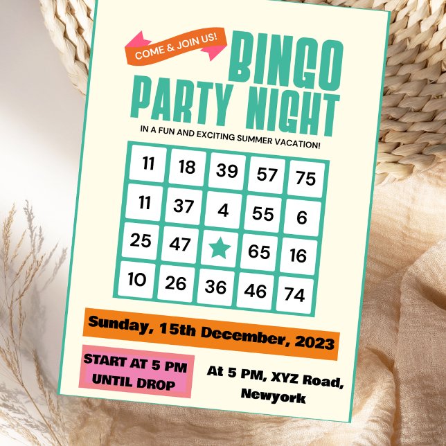 Convite para a Noite de Bingo Verde Elegância Esme (Criador carregado)