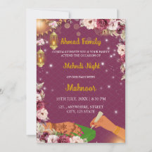 Convite para a Noite de Mehndi Muçulmana, Convite 