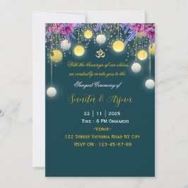 Convite para a Noite de Sangeet do Casamento India