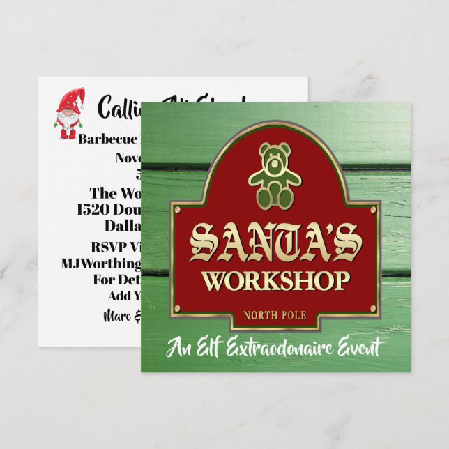 Convite para a Oficina do Papai Noel (Frente/Verso)