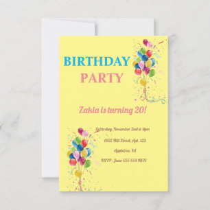 convite para a parte de aniversário
