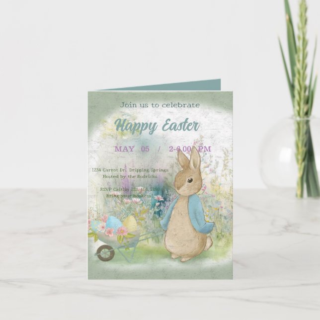 convite para a Páscoa com Peter Rabbit (Frente)