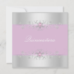 Convite para a Quinceanera Gem de Neve Rosa e Prat