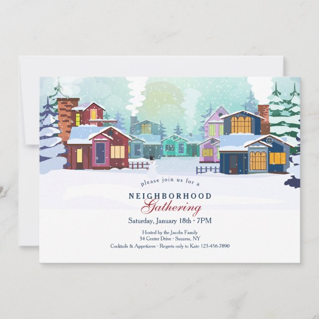 Convite para a reunião da vizinhança de inverno (Frente)
