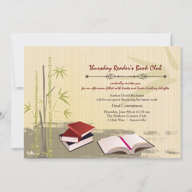 Convite para a reunião do clube de livros (Frente)