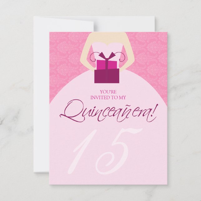 Convite para a Rico Bola de Quinceanera (rosa) (Frente)
