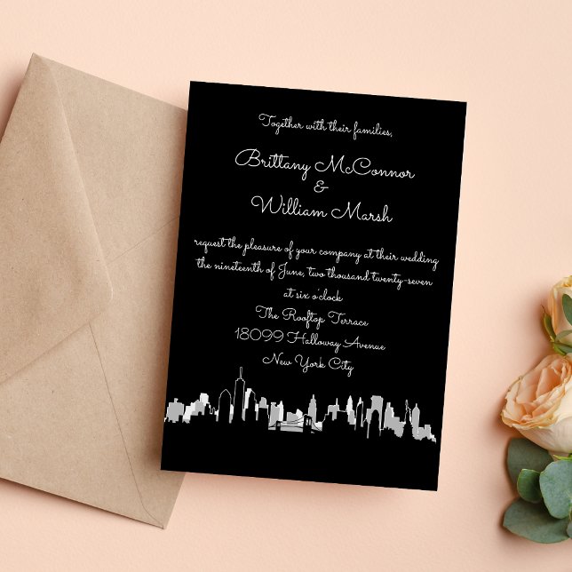 Convite para a Silhueta da Cidade de Nova York (New York City Skyline Wedding Invitations)