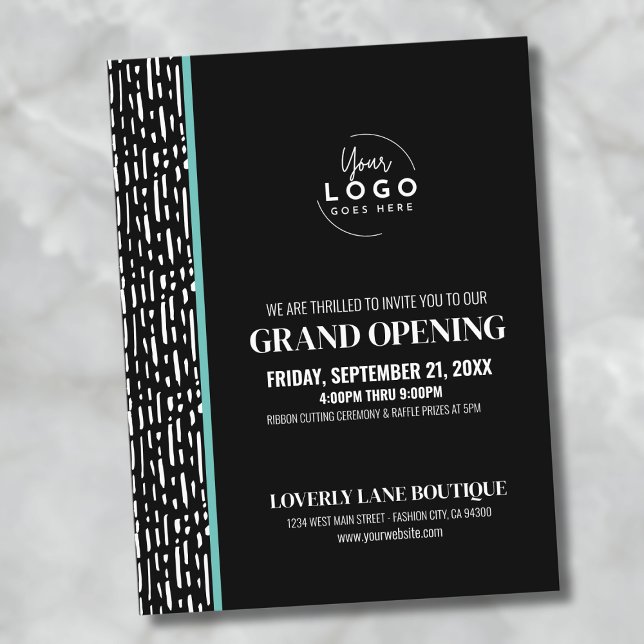 Convite para abertura da grande empresa de logotip (Logo Business Grand Opening Postcard)