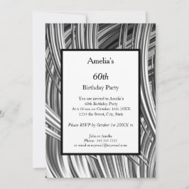 Convite para Abstrato de branco preto-festa de ani