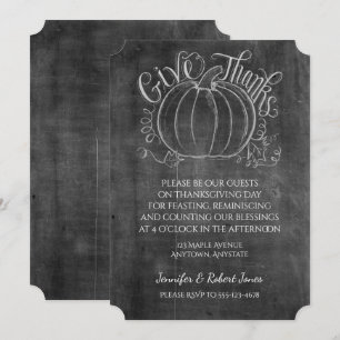Convite para Ação de Graças Chalkboard Pumpkin