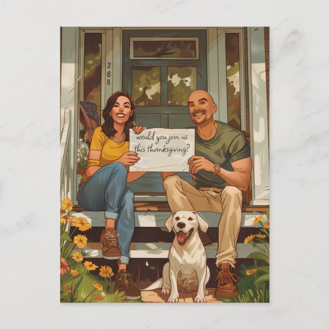 Convite para Ação de Graças da Família Americana (Frente)