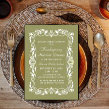 Convite para Ação de Graças Elegante Verde