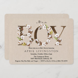 Convite para alfabetização de algodão Chá de frald