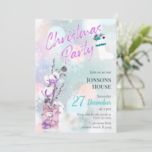 Convite para algodão em queda de neve do festival  (Em pé/Frente)