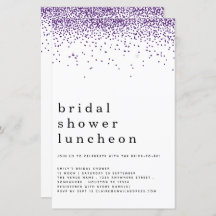 Convite para Almoçar Chá de panela Roxo com Glitte