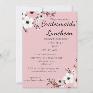 Convite para almoço das damas de honra com flores 